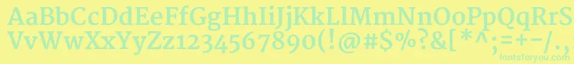 MerriweatherBold-fontti – vihreät fontit keltaisella taustalla