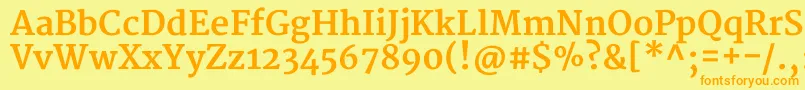 MerriweatherBold-fontti – oranssit fontit keltaisella taustalla