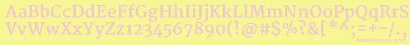 MerriweatherBold-fontti – vaaleanpunaiset fontit keltaisella taustalla