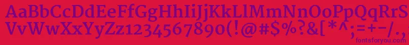MerriweatherBold-Schriftart – Violette Schriften auf rotem Hintergrund
