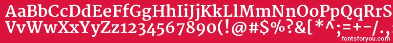 MerriweatherBold-fontti – valkoiset fontit punaisella taustalla
