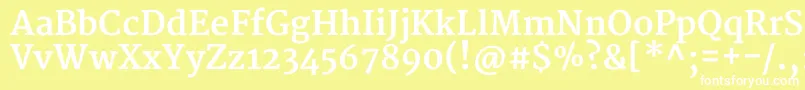 MerriweatherBold-fontti – valkoiset fontit keltaisella taustalla