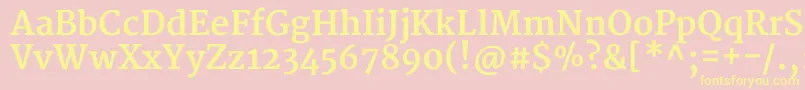 MerriweatherBold-fontti – keltaiset fontit vaaleanpunaisella taustalla