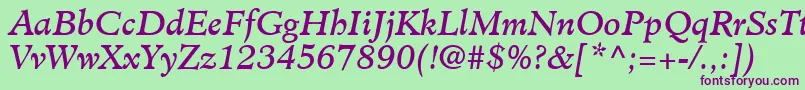 フォントClericSsiItalic – 緑の背景に紫のフォント