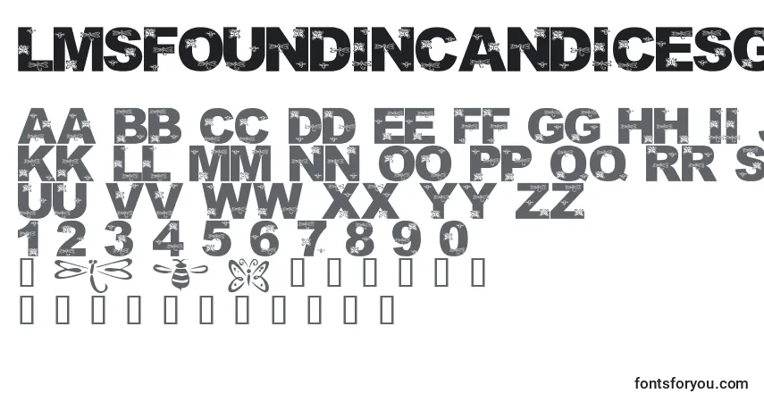Шрифт LmsFoundInCandicesGarden – алфавит, цифры, специальные символы