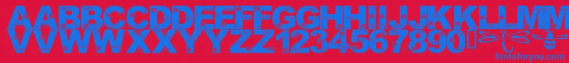 LmsFoundInCandicesGarden Font – Blue Fonts on Red Background