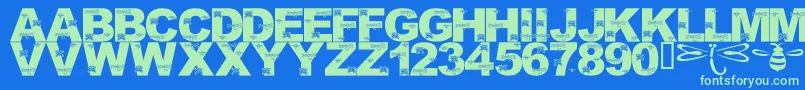 LmsFoundInCandicesGarden Font – Green Fonts on Blue Background