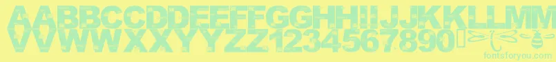 LmsFoundInCandicesGarden Font – Green Fonts on Yellow Background