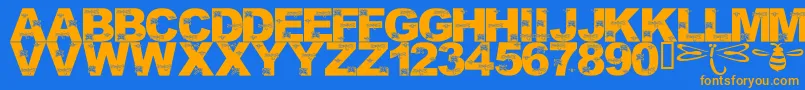 LmsFoundInCandicesGarden Font – Orange Fonts on Blue Background