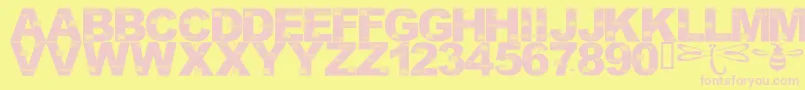 フォントLmsFoundInCandicesGarden – ピンクのフォント、黄色の背景