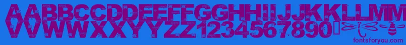 LmsFoundInCandicesGarden Font – Purple Fonts on Blue Background