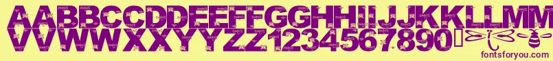 LmsFoundInCandicesGarden Font – Purple Fonts on Yellow Background