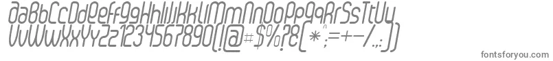 SenziRegularItalic-fontti – harmaat kirjasimet valkoisella taustalla