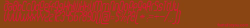 フォントSenziRegularItalic – 赤い文字が茶色の背景にあります。