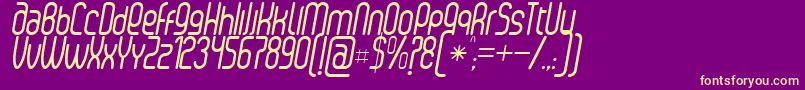 SenziRegularItalic-fontti – keltaiset fontit violetilla taustalla