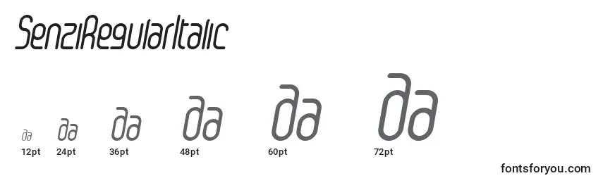 Размеры шрифта SenziRegularItalic (102112)