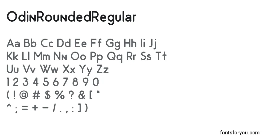 A fonte OdinRoundedRegular – alfabeto, números, caracteres especiais