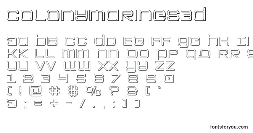 Schriftart Colonymarines3D – Alphabet, Zahlen, spezielle Symbole