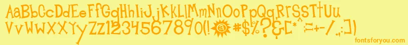 MidnightJunkYard Font – Orange Fonts on Yellow Background