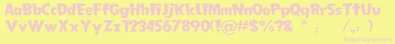 FollowWidthTop-fontti – vaaleanpunaiset fontit keltaisella taustalla