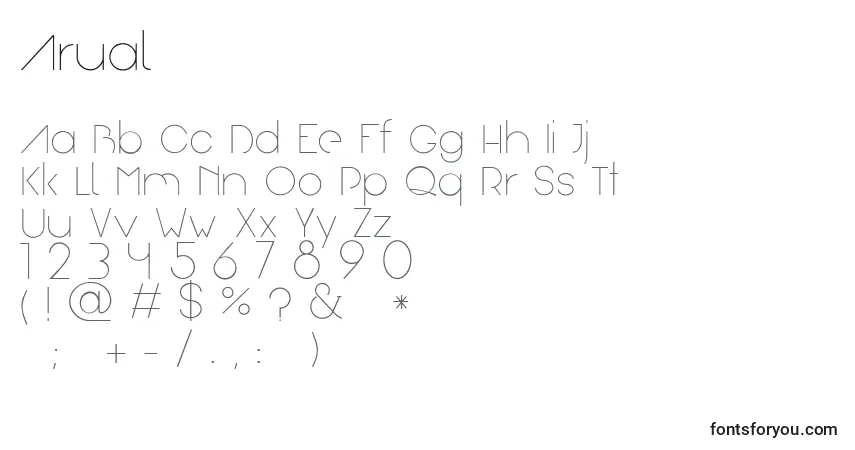 Fuente Arual - alfabeto, números, caracteres especiales