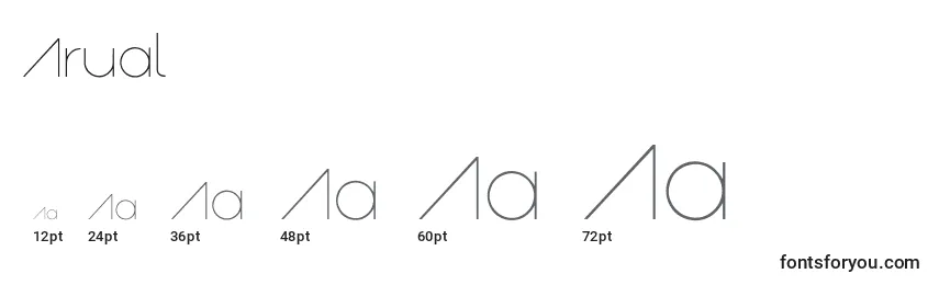 Размеры шрифта Arual
