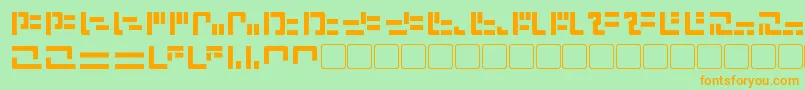 ModernIaconic-Schriftart – Orangefarbene Schriften auf grünem Hintergrund