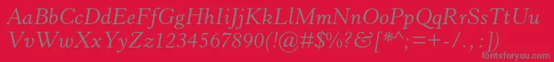 Fonte HorleyoldstylemtstdItalic – fontes cinzas em um fundo vermelho