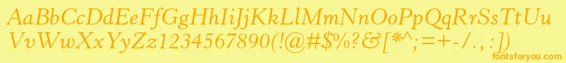 Police HorleyoldstylemtstdItalic – polices orange sur fond jaune