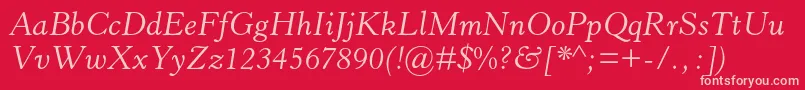 フォントHorleyoldstylemtstdItalic – 赤い背景にピンクのフォント