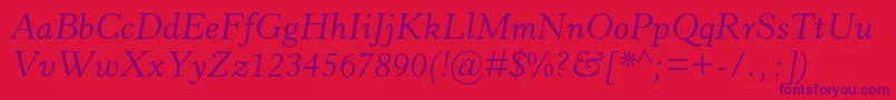 Fonte HorleyoldstylemtstdItalic – fontes roxas em um fundo vermelho
