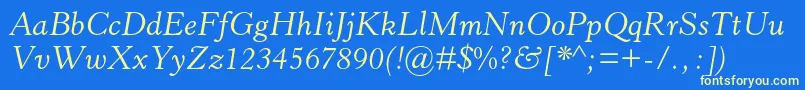 フォントHorleyoldstylemtstdItalic – 黄色の文字、青い背景