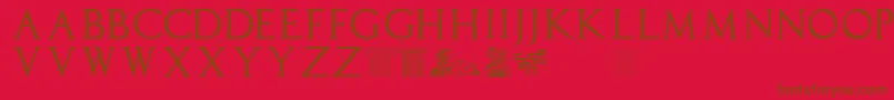Capitalistypoasis-Schriftart – Braune Schriften auf rotem Hintergrund