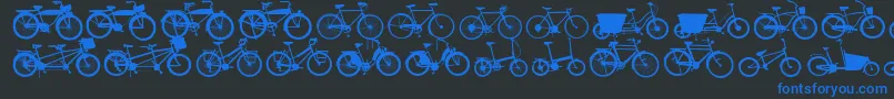 Bikes-Schriftart – Blaue Schriften auf schwarzem Hintergrund