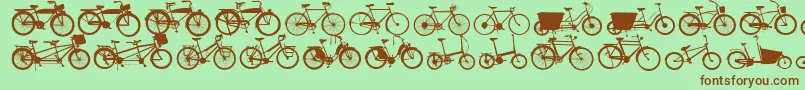 Bikes-Schriftart – Braune Schriften auf grünem Hintergrund