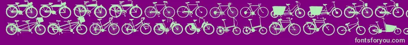 Bikes-Schriftart – Grüne Schriften auf violettem Hintergrund