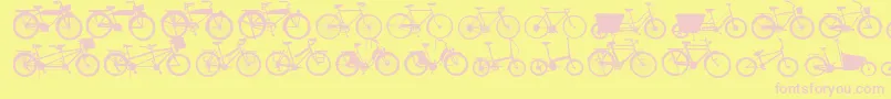 Bikes-Schriftart – Rosa Schriften auf gelbem Hintergrund