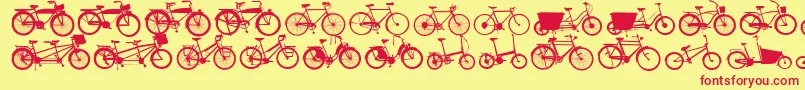 Bikes-Schriftart – Rote Schriften auf gelbem Hintergrund