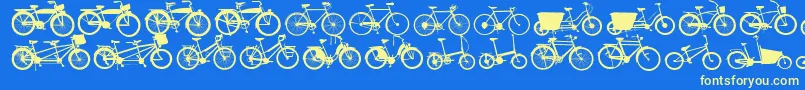 Bikes-Schriftart – Gelbe Schriften auf blauem Hintergrund