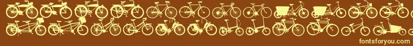 Bikes-Schriftart – Gelbe Schriften auf braunem Hintergrund