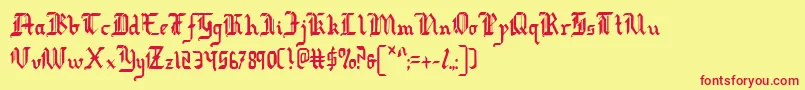 RedcoatCondensed-fontti – punaiset fontit keltaisella taustalla