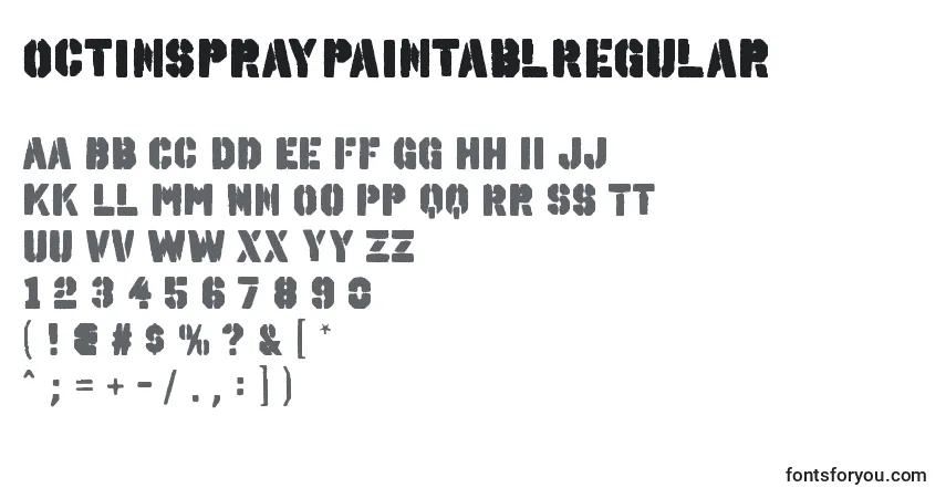 Czcionka OctinspraypaintablRegular – alfabet, cyfry, specjalne znaki