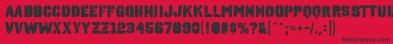 フォントOctinspraypaintablRegular – 赤い背景に黒い文字
