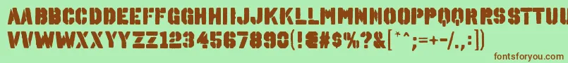 OctinspraypaintablRegular-Schriftart – Braune Schriften auf grünem Hintergrund