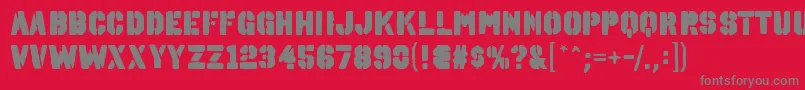 Czcionka OctinspraypaintablRegular – szare czcionki na czerwonym tle