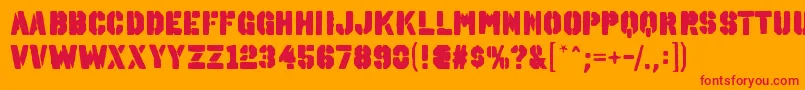 Fonte OctinspraypaintablRegular – fontes vermelhas em um fundo laranja