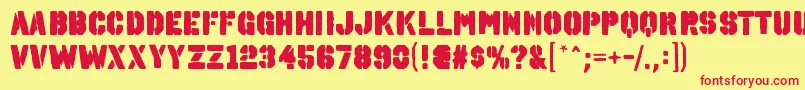 OctinspraypaintablRegular Font – Red Fonts on Yellow Background