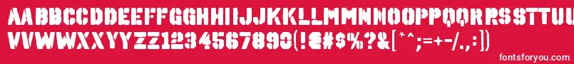 フォントOctinspraypaintablRegular – 赤い背景に白い文字