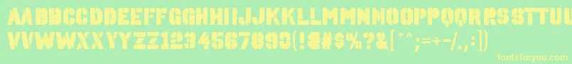 Saiba mais sobre a fonte OctinspraypaintablRegular Fonte OctinspraypaintablRegular – fontes amarelas em um fundo verde