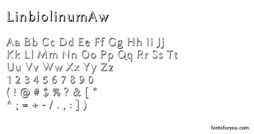 A fonte LinbiolinumAw – alfabeto, números, caracteres especiais